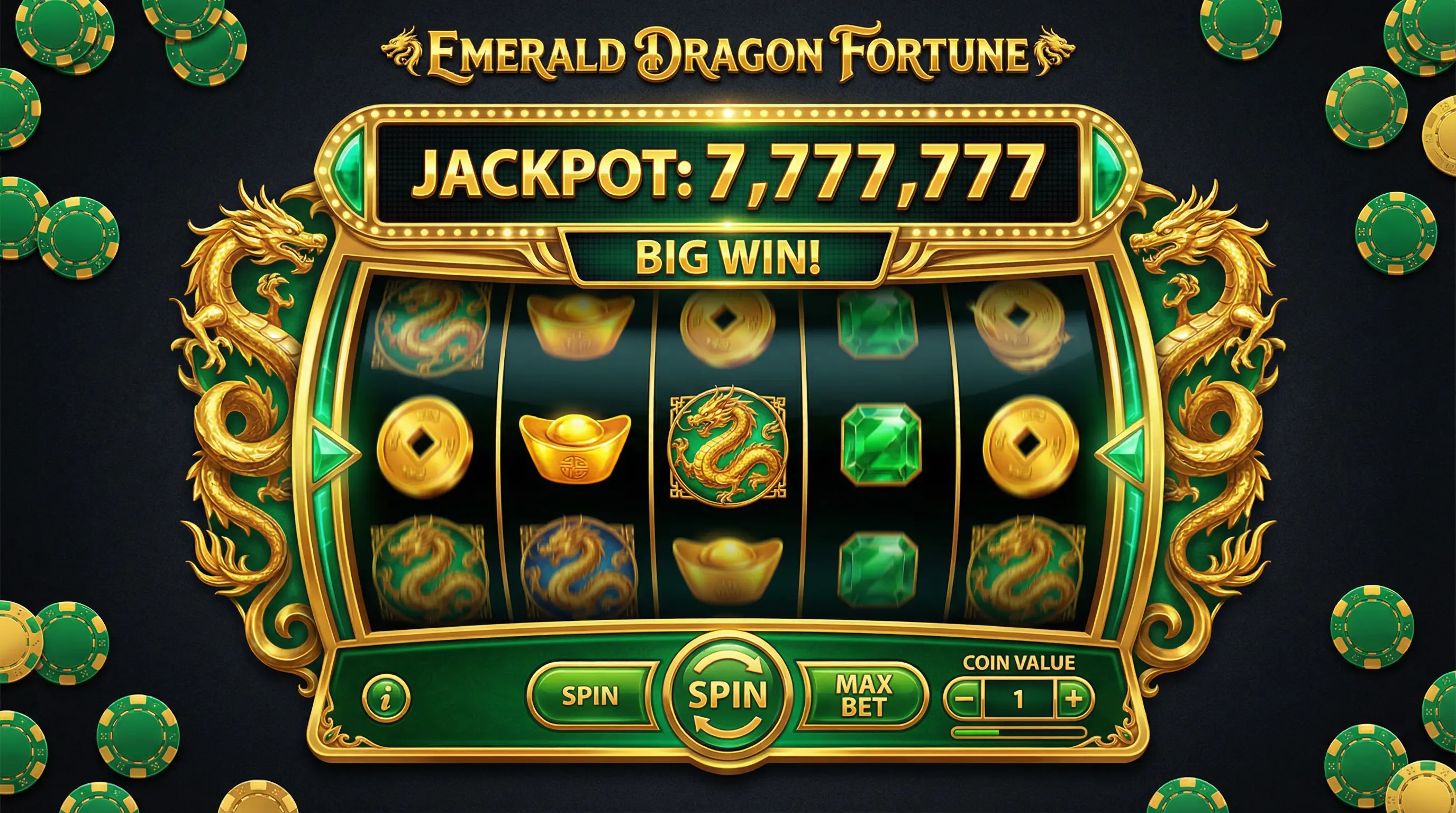 Tragamonedas con jackpot y símbolos ganadores